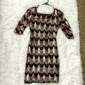 Gold chrome sequence mini dress